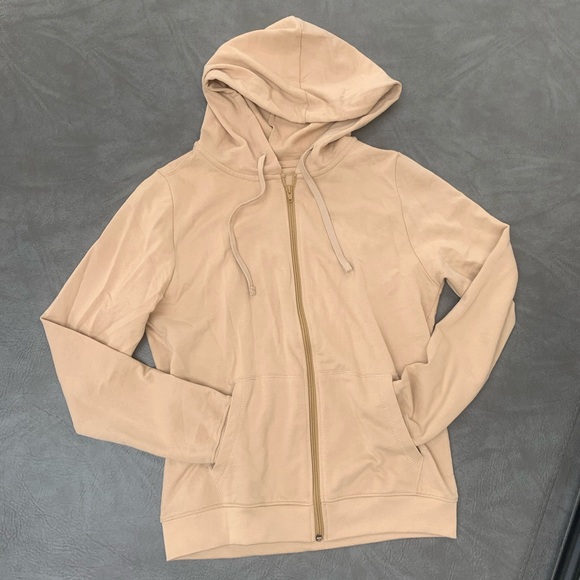 Beige Zip-Up Hoodie - Picture 1 of 2